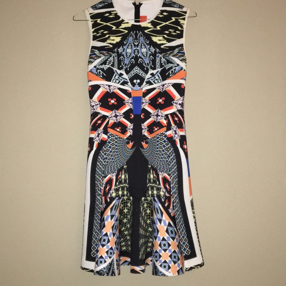 Multicolor design fit and flare dress